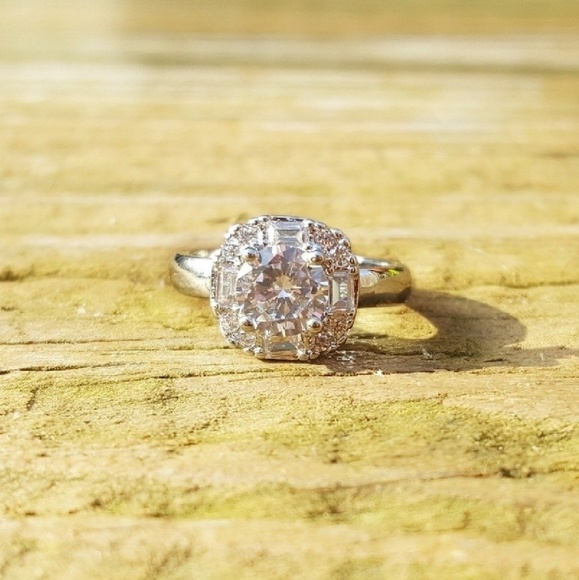 Moissanite Halo Silver Ring - Picture 4 of 4